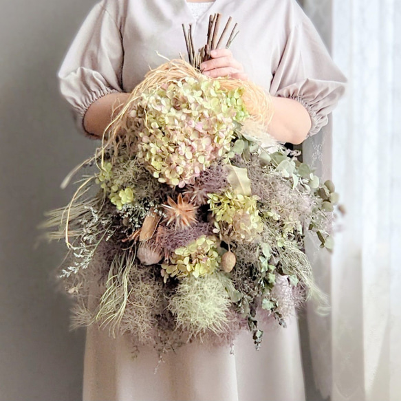 ドライフラワーリース ドライフラワースワッグ 紫陽花 あじさい