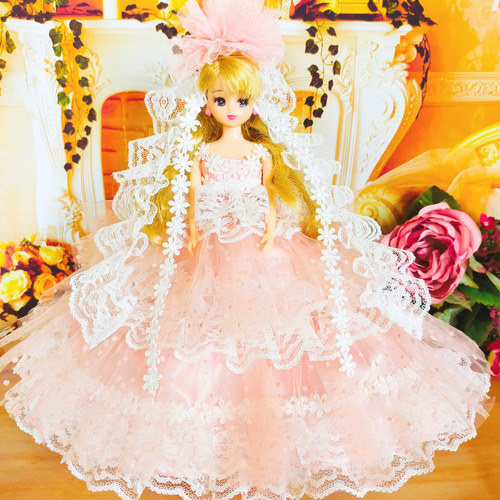 リカちゃん ドレス ドールドレス 人形服 手作り おしゃれ ♡ バラの