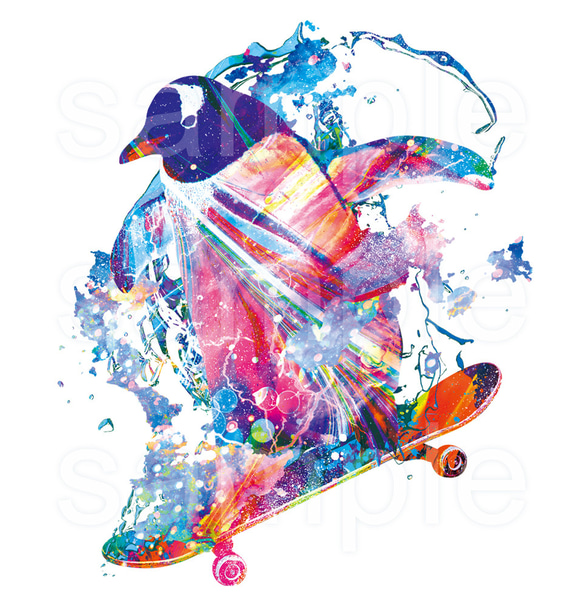 スケートボードTシャツ「Shred Penguin」 2枚目の画像
