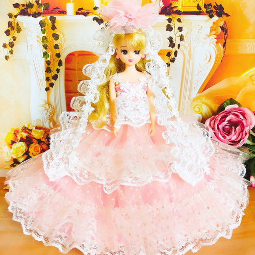 リカちゃん ドレス ドールドレス 人形服 手作り おしゃれ ♡ バラの