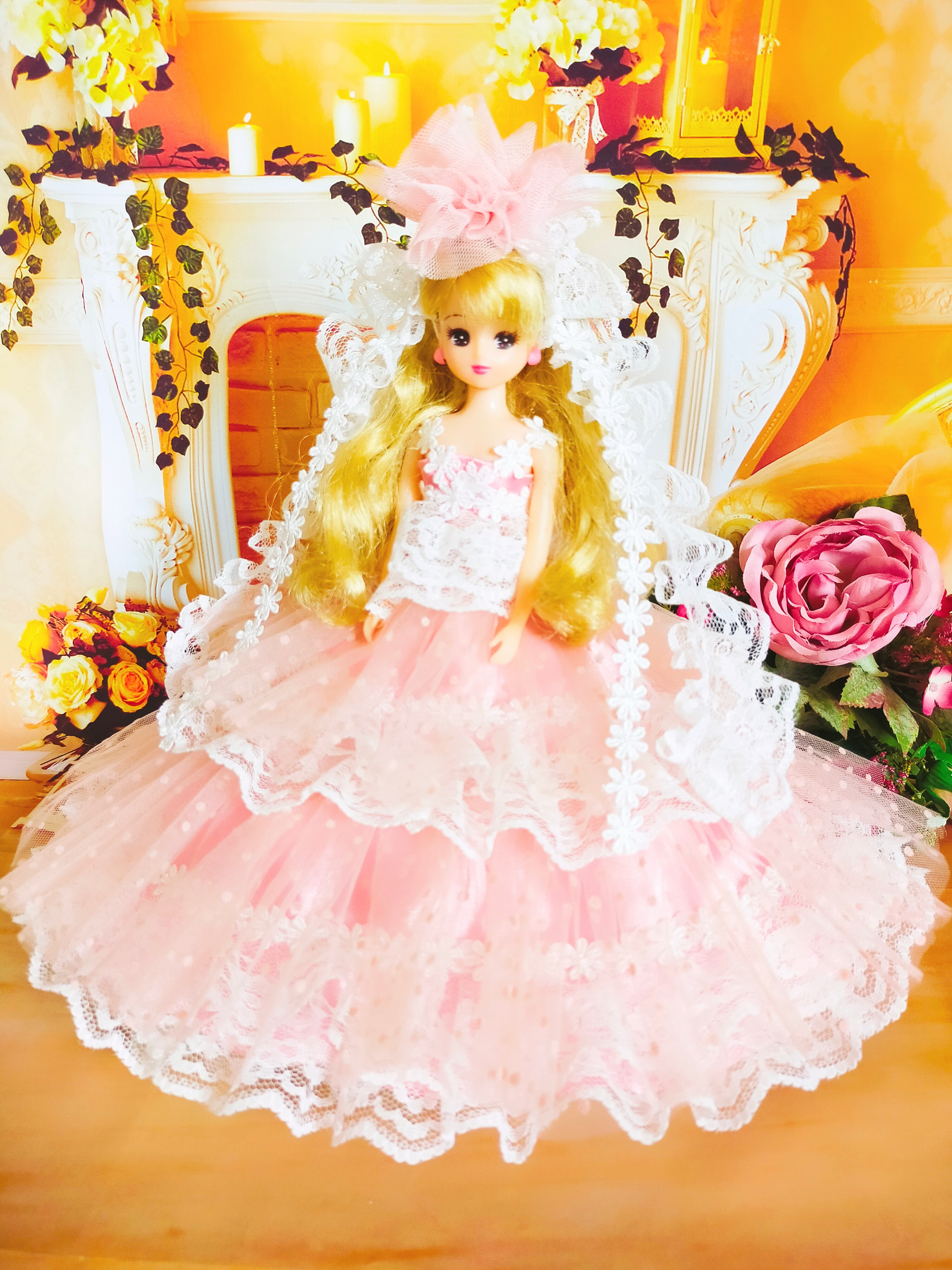 リカちゃん ドレス ドールドレス 人形服 手作り おしゃれ ♡ バラの