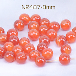 N2487-8mm  45個  天然石ビーズ レッドアゲート 丸玉 8mm  3X（15ヶ） 1枚目の画像