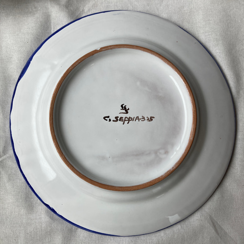 リム付き丸皿 20cm LIS020 マヨリカ焼き イタリア陶器 レモン柄