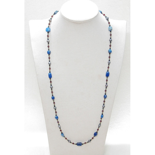 あこや真珠 南洋白蝶貝真珠 ロングパールデザインネックレス ラピスラズリ