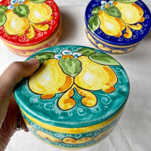 蓋付き陶器12cm SCT003 マヨリカ焼き イタリア陶器 キャニスター 蓋付き陶器12cm SCT003 マヨリカ焼き イタリア陶器 キャニスター