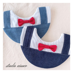 [  overalls cotton bib  ]   名入れ　スタイ　刺繍　男の子  女の子  出産祝い 3枚目の画像