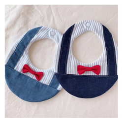 [  overalls cotton bib  ]   名入れ　スタイ　刺繍　男の子  女の子  出産祝い 8枚目の画像