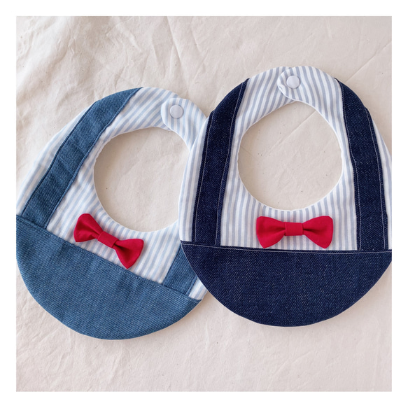 [  overalls cotton bib  ]   名入れ　スタイ　刺繍　男の子  女の子  出産祝い 8枚目の画像