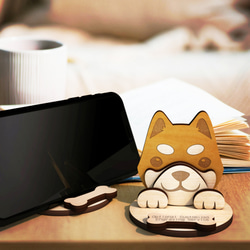 柴犬ハンドメイド木製ケータイ+メモスタンド 8枚目の画像