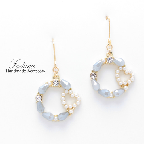 クリスタル×ハートパール(696) ピアス/イヤリング/ノンホールピアス 