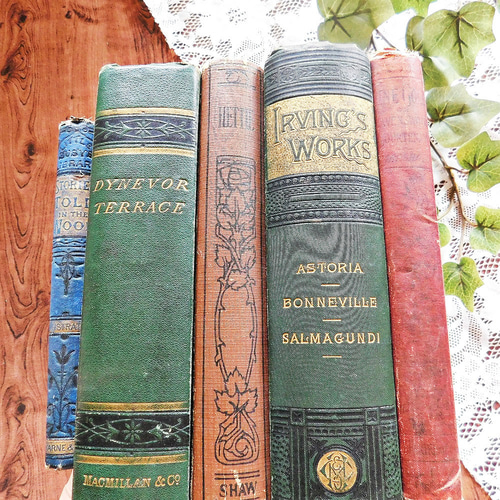 1867年～　洋書アンティークヴィンテージ ゜+ 1928年 エレガントな模様付き表紙 コーヒーブラウン