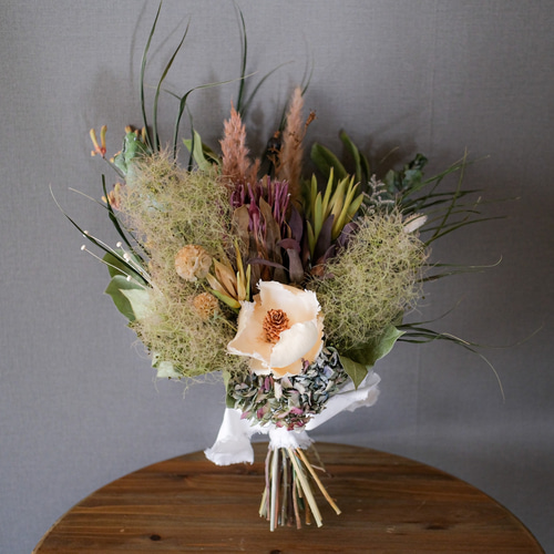 スモークツリーとパームフラワーのドライフラワースワッグ スワッグ 花  