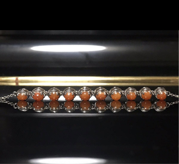 【天然】本翡翠 赤色 ヒスイ ブレスレット s925 $