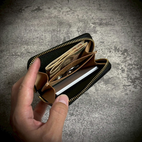 プエブロレザー ミニ財布 経年変化 本革 牛革 イタリアンレザー YKK