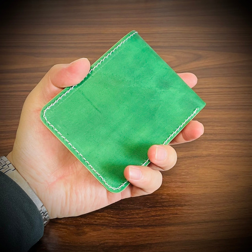 経年変化 二つ折り 財布 生成り ナチュラル 手縫い ヌメ革 本革 牛革 革財布 経年変化を楽しむ メンズ 二つ折り 財布 生成り ナチュラル