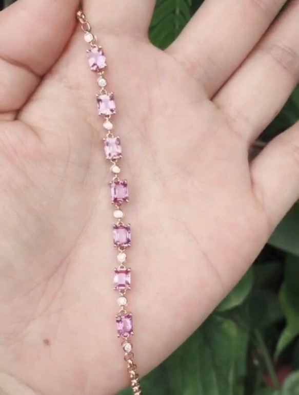 (鑑定書付き)天然ピンクサファイア　ダイヤモンド　ブレスレット$ 1枚目の画像