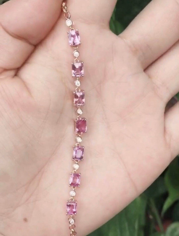 (鑑定書付き)天然ピンクサファイア　ダイヤモンド　ブレスレット$ 2枚目の画像