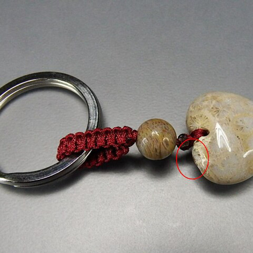 訳有レア柄付きAAA菊花石化石ハート天然石キーホルダー その他