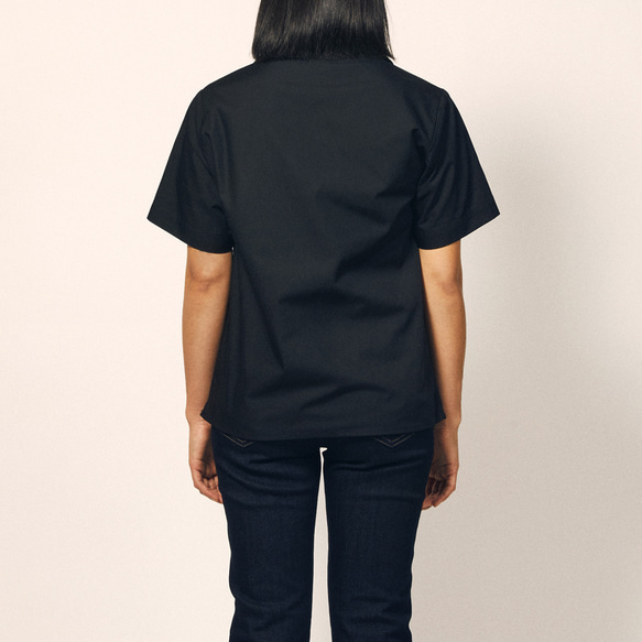 T/C オープンカラー シャツ【ブラック】 WED HYM 刺繍ワッペン付き 5枚目の画像