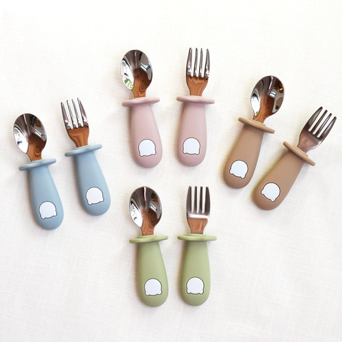 大人気のくまさんのカトラリーセット スプーン＆フォーク 3色 ベビー