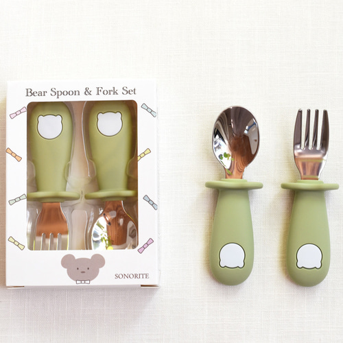 大人気のくまさんのカトラリーセット スプーン＆フォーク 3色 ベビー