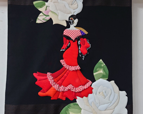 バラのフラメンコのタペストリー タペストリー・壁掛け 和小物キット