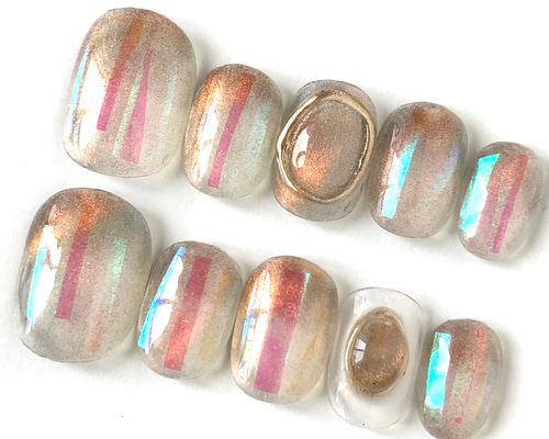 ネイルチップ オーダー マグネット ニュアンス 夏 韓国 キラキラ