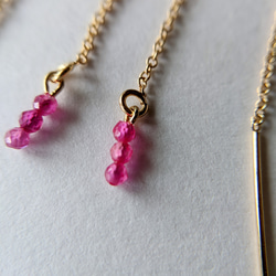 14kgf  pink Ruby long chain ピンクルビーロングチェーンピアス SV925可 3枚目の画像