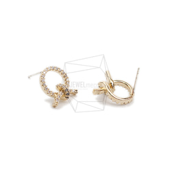 ERG-2103-G【2個入り】キュービックラウンドピアス/Cubic Round Post Earrings 2枚目の画像