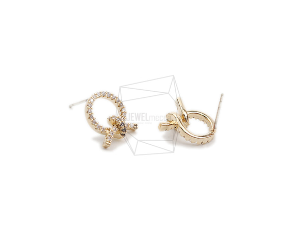 ERG-2103-G【2個入り】キュービックラウンドピアス/Cubic Round Post Earrings 2枚目の画像