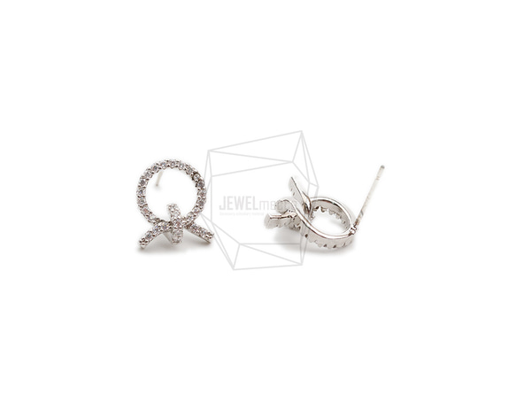 ERG-2103-R【2個入り】キュービックラウンドピアス/Cubic Round Post Earrings 2枚目の画像