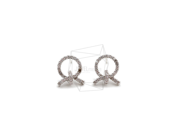 ERG-2103-R【2個入り】キュービックラウンドピアス/Cubic Round Post Earrings 1枚目の画像