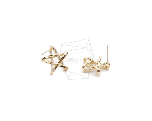 ERG-2104-G【2個入り】キュービックスターピアス/Cubic Star Post Earrings 2枚目の画像