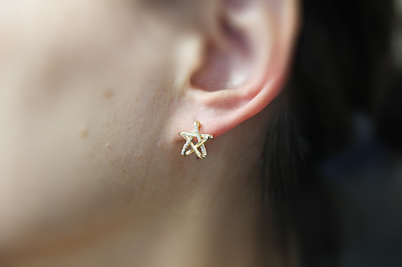 ERG-2104-G【2個入り】キュービックスターピアス/Cubic Star Post Earrings 6枚目の画像