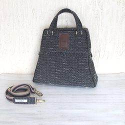 【オブジェでおでかけ】ソフトプリーツ2wayショルダーバッグ｜ブラック&ホワイト｜B65B｜簡易ラッピング仕様でお届け 1枚目の画像