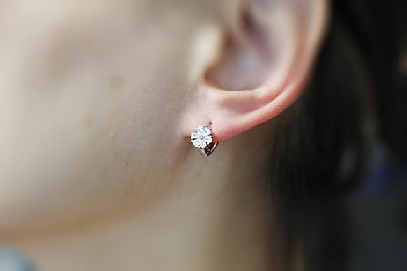 ERG-2110-R【2個入り】ラウンドCZワンタッチ ピアス,Round One touch Post Earring 6枚目の画像