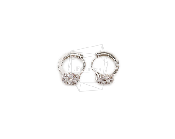 ERG-2110-R【2個入り】ラウンドCZワンタッチ ピアス,Round One touch Post Earring 2枚目の画像