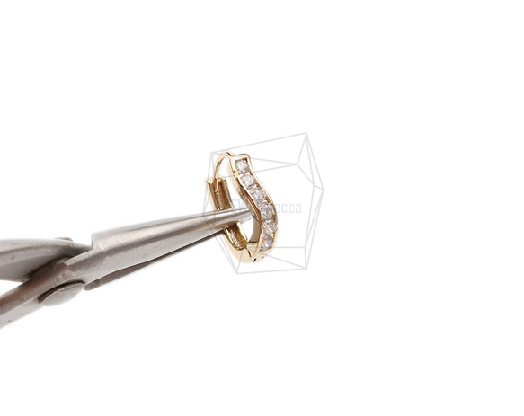 ERG-2115-G [2 件] 圓形 CZ 一觸式耳環，圓形一觸式耳釘 第4張的照片