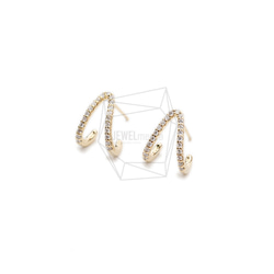 ERG-2116-G【2個入り】CZウィッシュボーンペンダント,CZ Wishbone Post Earring 2枚目の画像