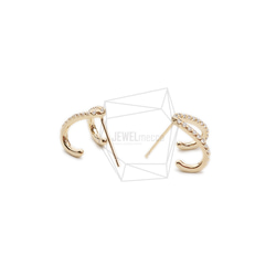 ERG-2116-G【2個入り】CZウィッシュボーンペンダント,CZ Wishbone Post Earring 3枚目の画像