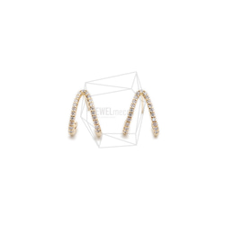 ERG-2116-G【2個入り】CZウィッシュボーンペンダント,CZ Wishbone Post Earring 1枚目の画像