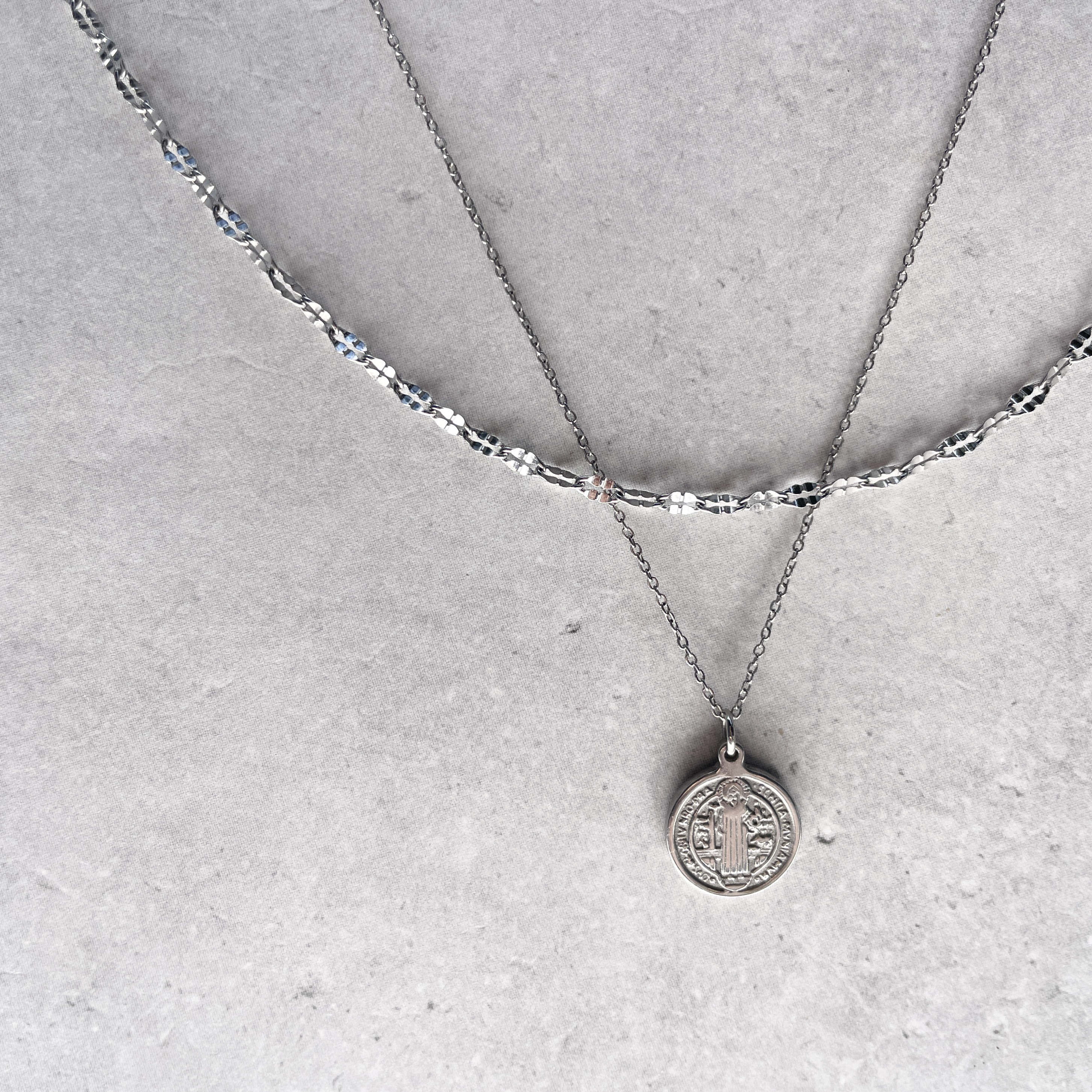 【つけっぱなしOK！】サージカルステンレス | レイヤードコインネックレス | シルバー | シンプル