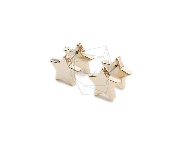 ERG-2122-G【1セット】スターピアスセット,Star Earring Post,Clutch SET 2枚目の画像