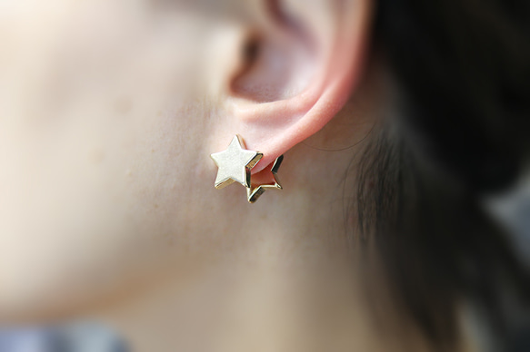 ERG-2122-G【1セット】スターピアスセット,Star Earring Post,Clutch SET 6枚目の画像