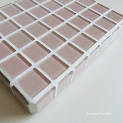 [新品]粉紅色☆玻璃馬賽克瓷磚展示托盤M號（裝飾架/配件架） 第8張的照片
