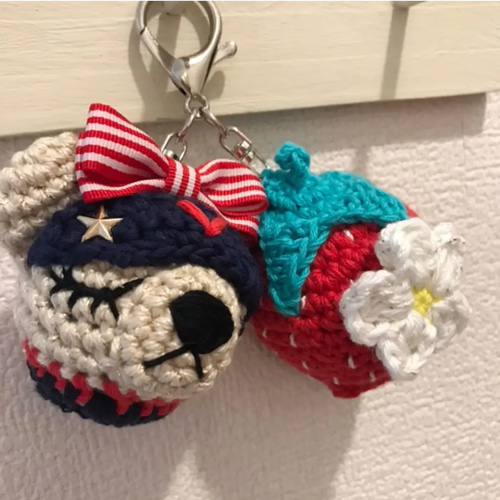 ゴルフボール入れ❤️苺❤️ストライプリボン❤️取り出し楽々❤️くま 