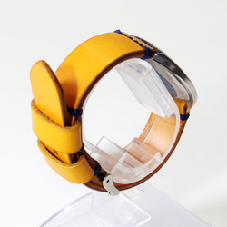 腕時計ベルト 腕時計バンド 牛革レザー 16mm〜20mmのラグ幅で制作 オレンジ 橙色 7枚目の画像
