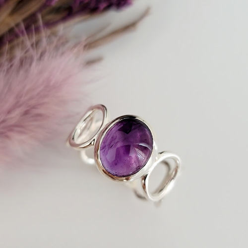 超人気の雑貨店 2月誕生石】アメジスト オーバル 10＊8mm シルバーリング アクセサリー