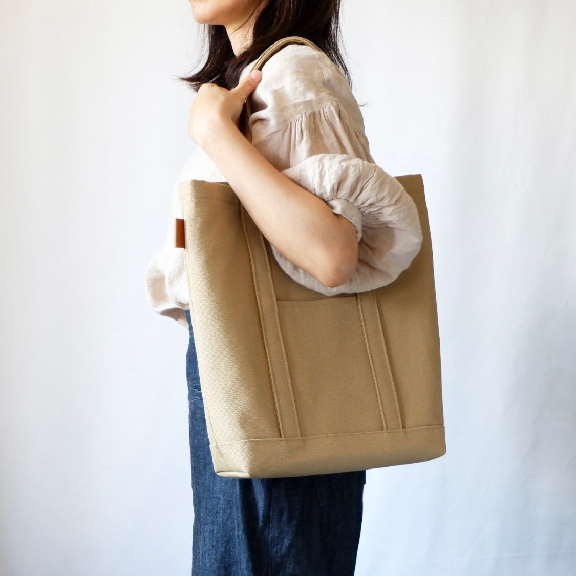 A4縦型トート◇キャメル◇ 倉敷帆布 5,530円