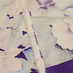 正絹　紫花柄振袖見本はぎれ　1.2m 和小物、つまみ細工などに 6枚目の画像